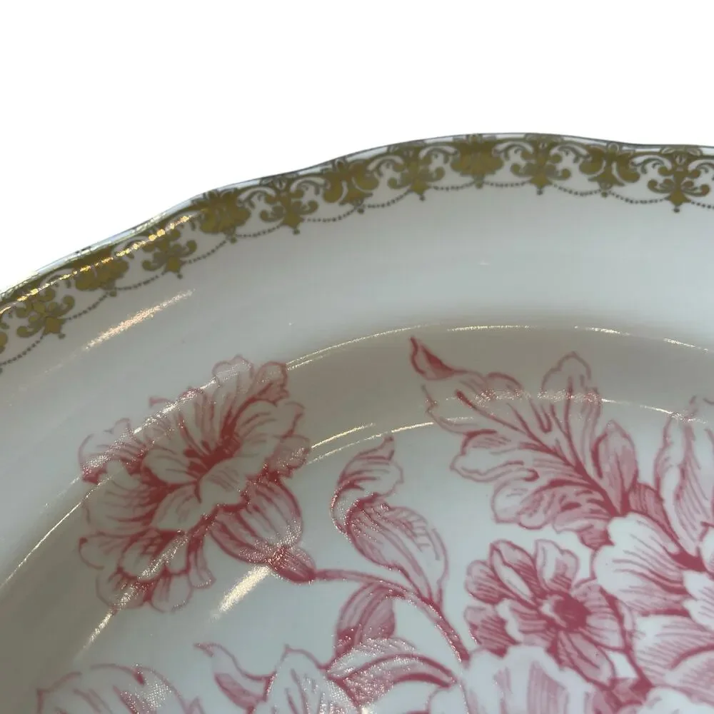 222 Fifth Pink Gold Floral Porcelain Salad Plates 8.5” Set of 4 Chic Easter NEW